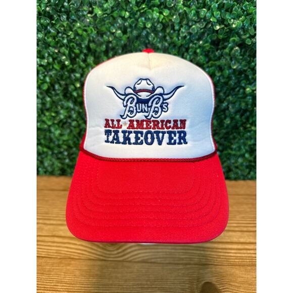 Bun Bs All American Takeover Trucker Hat Houston Adult Cap Red White Blue - Picture 2 of 7